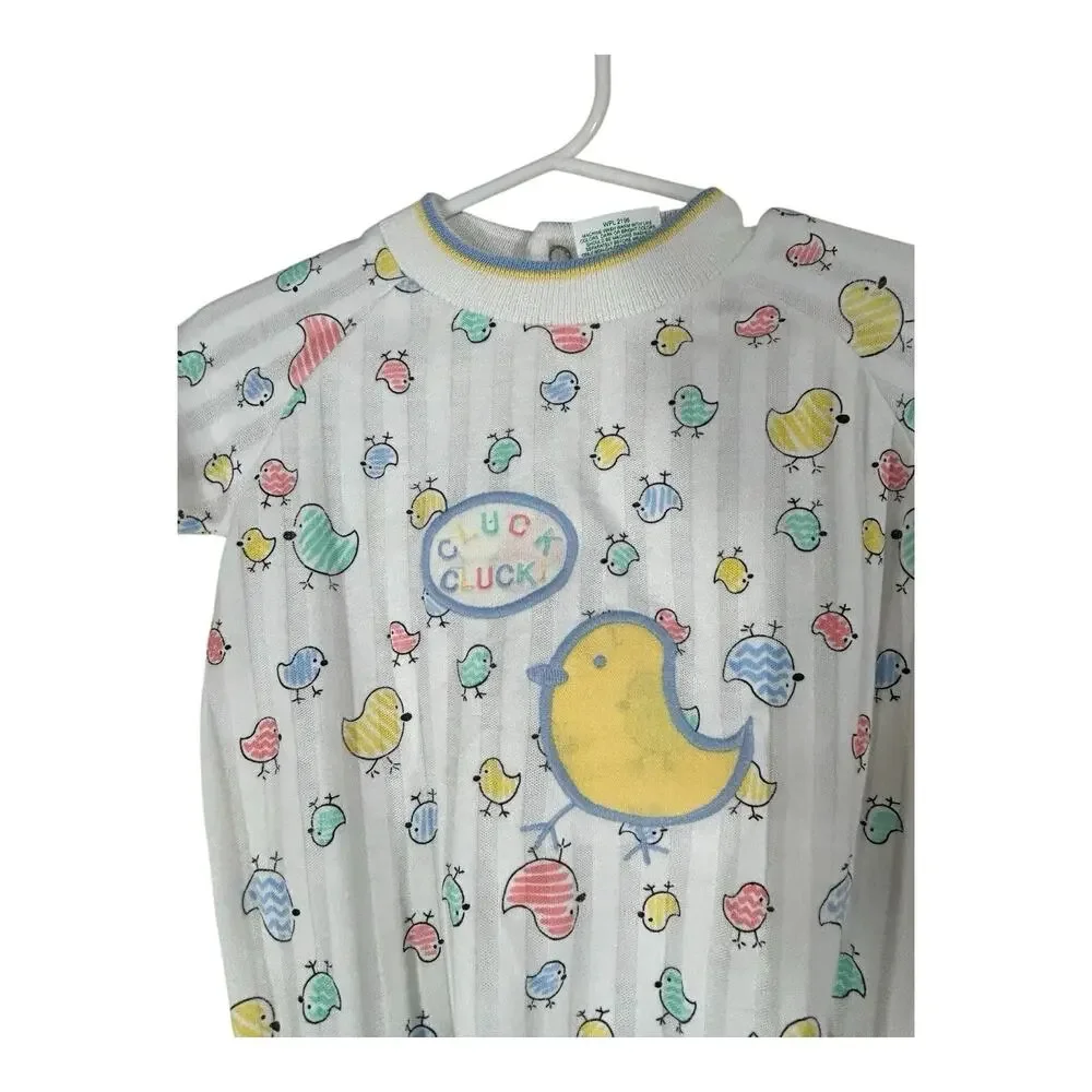 Vintage Health-Tex Baby Romper Bodysuit Click Click Chicken Chicks Sz 3-6 Months